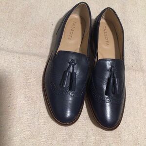 Talbots Navy Leather Tassel Loafers
